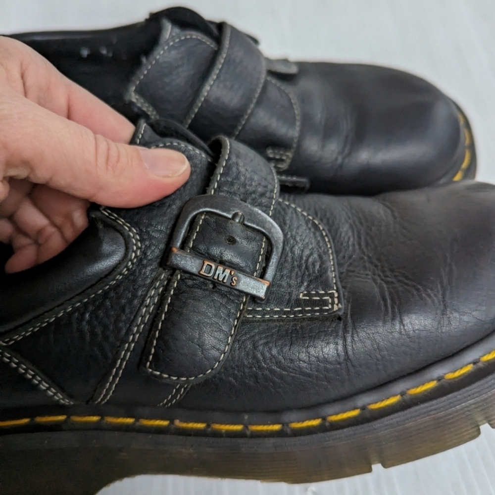 DOC MARTENS 3A78 chunky platform black leather buckle monk loafers Creepers - Picture 8 of 8